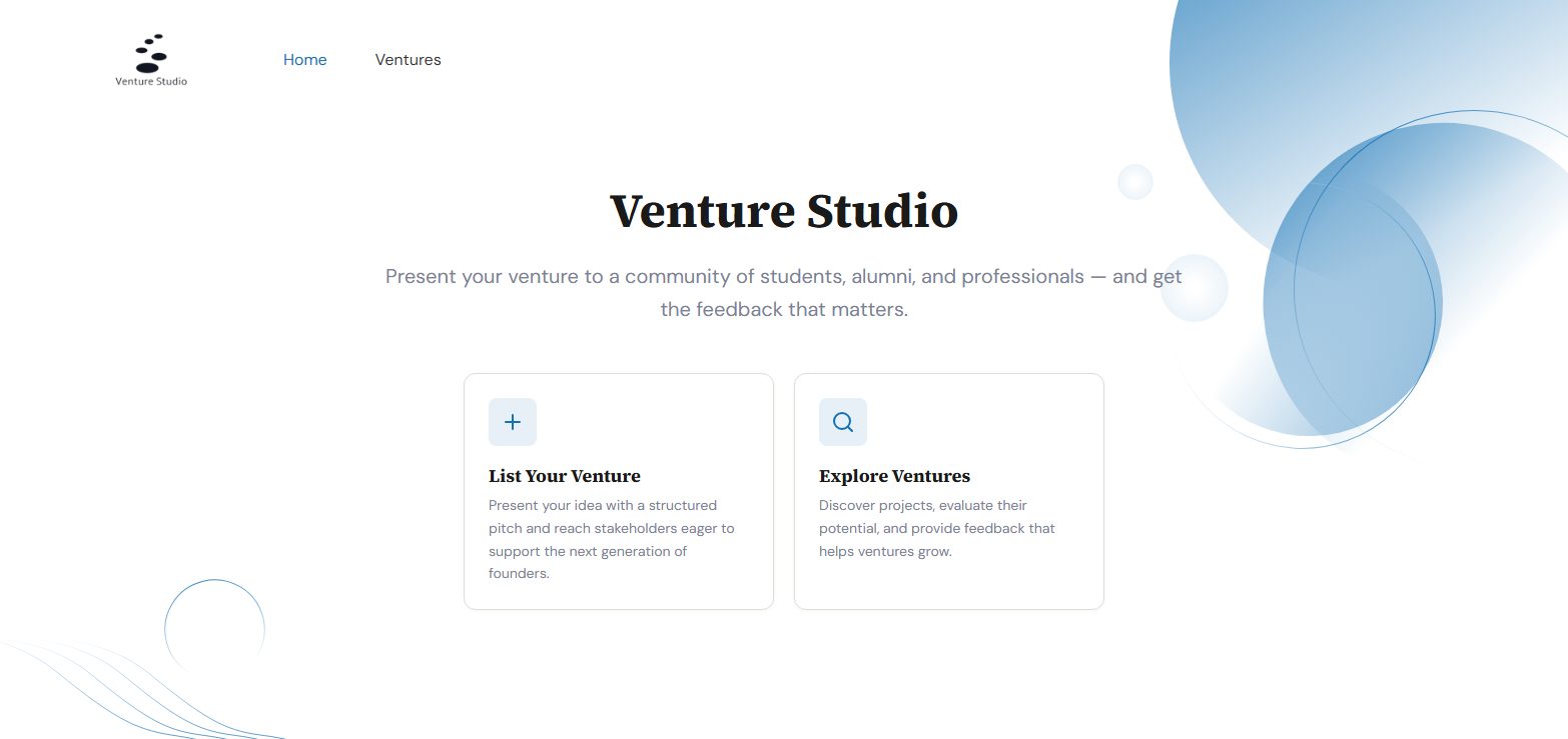 Venture Studio website, homepage